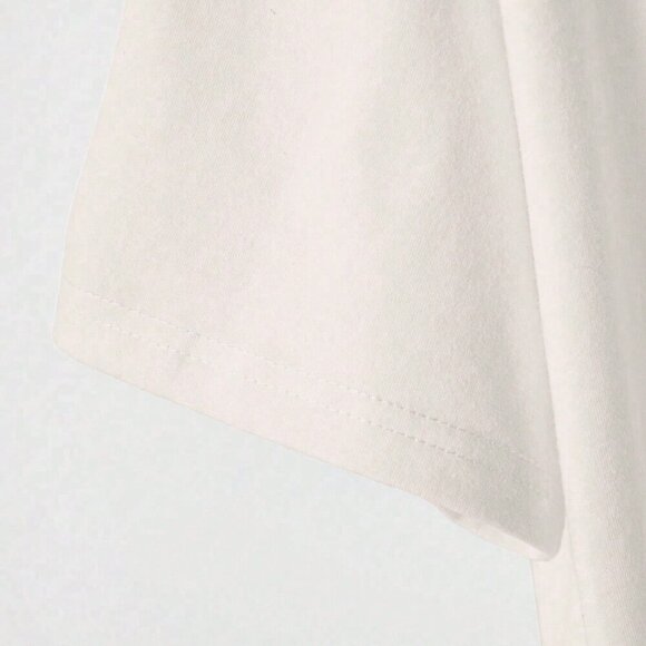 White Casual Women's Round Neck Short Sleeve Letter Print Loose Fit T-Shirt - Picture 4 of 6